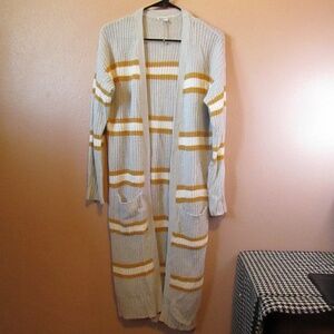 Moral Fiber Cream and Gold Striped Cardigan